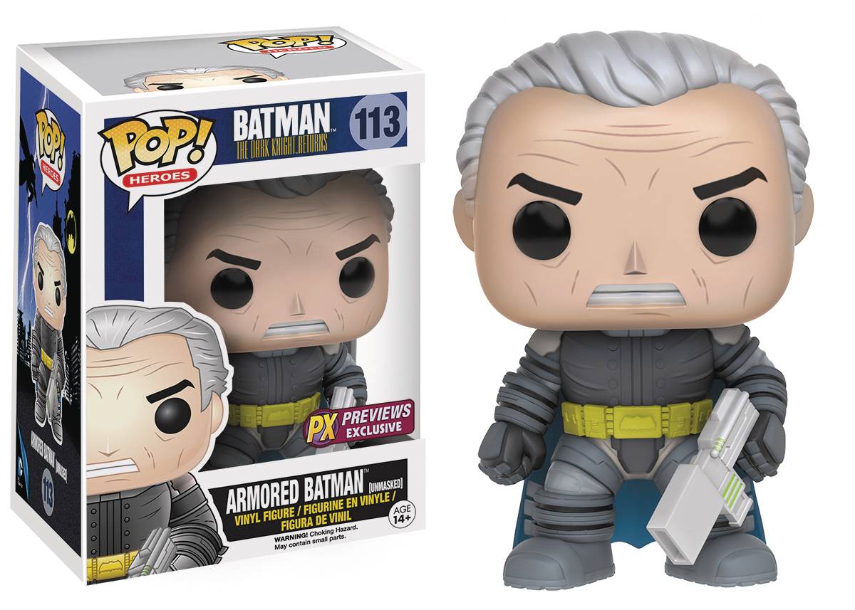 POP! Heroes 113 The Dark Knight Returns: Armored Batman (Unmasked) PX Previews Exclusive