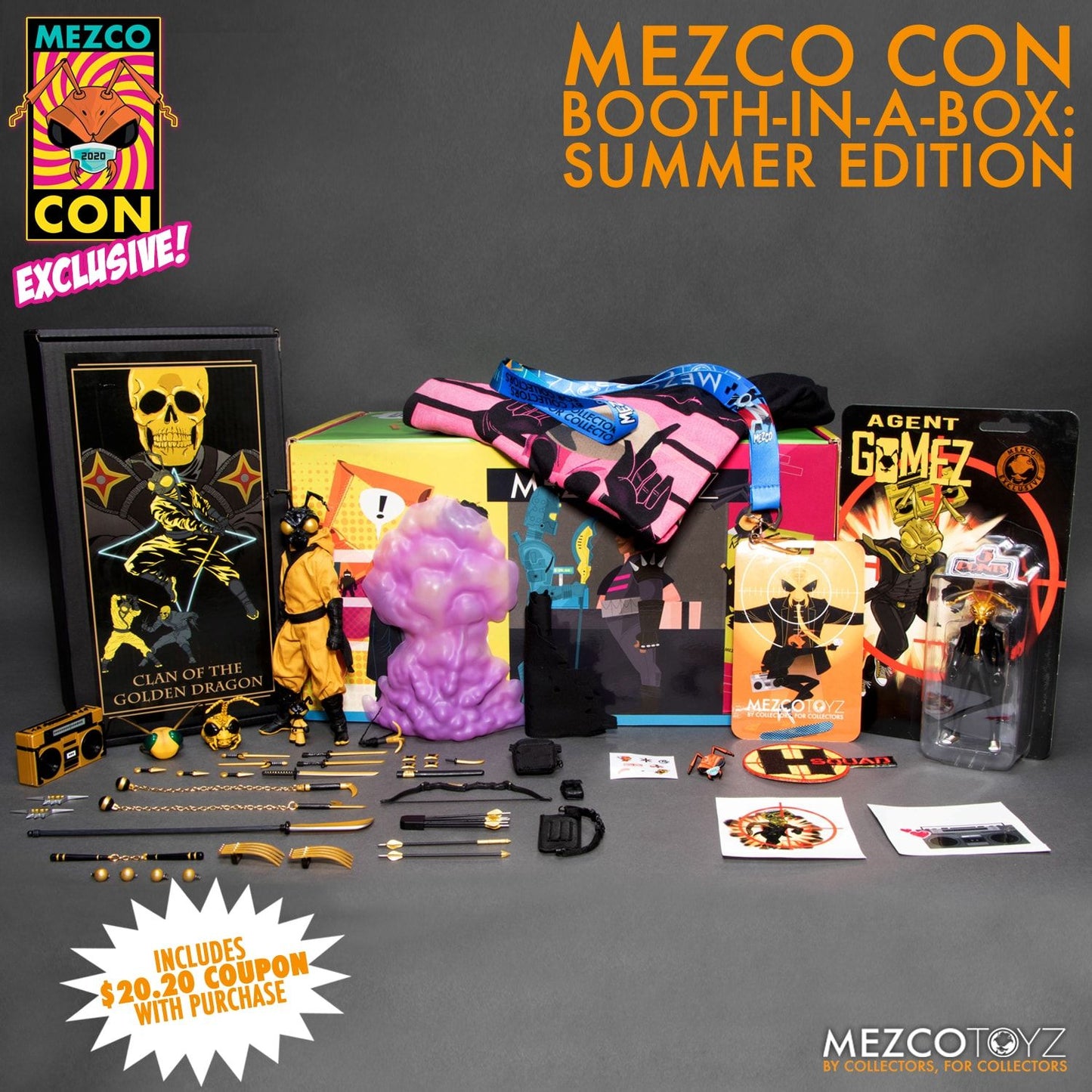 Mezco Con Booth-In-A-Box One:12 Collective Gomez - The Clan of The Golden Dragon Edition XXL Swag Set