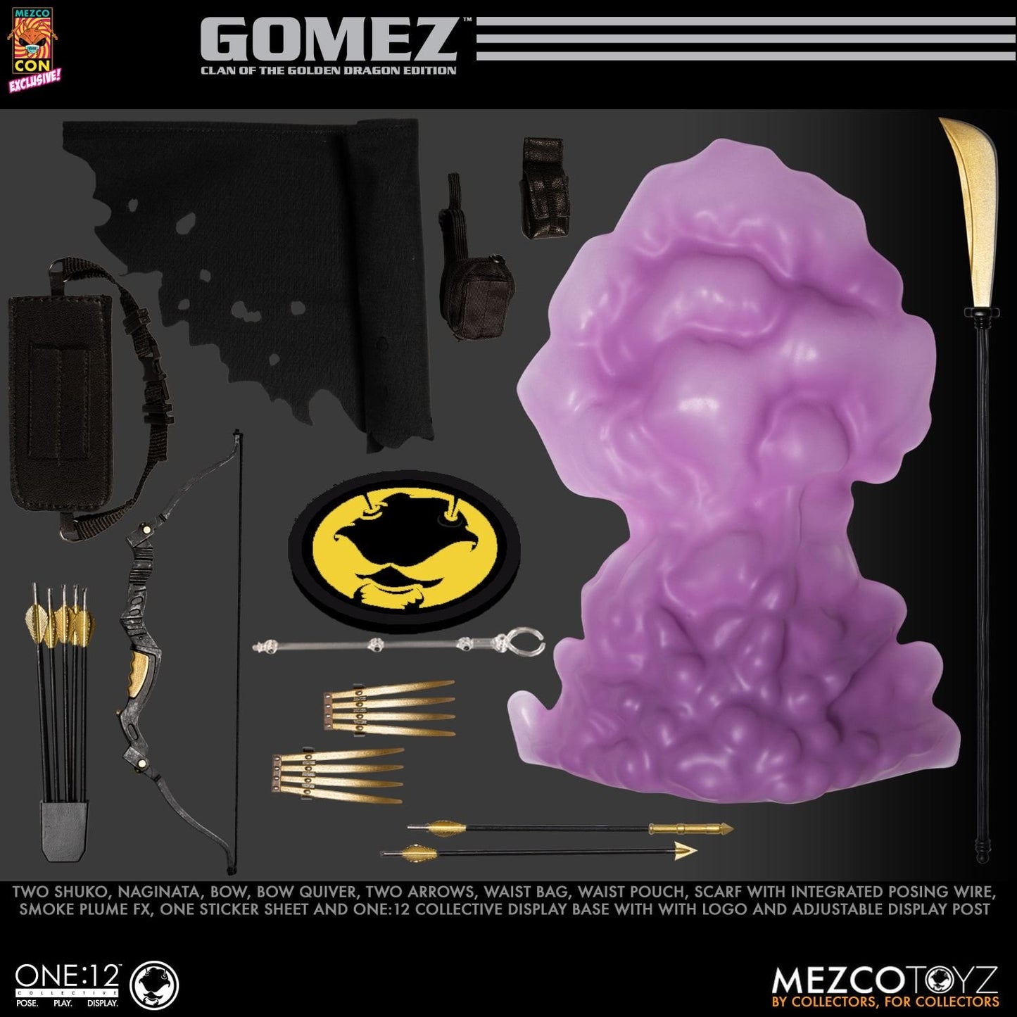 Mezco Con Booth-In-A-Box One:12 Collective Gomez - The Clan of The Golden Dragon Edition XXL Swag Set